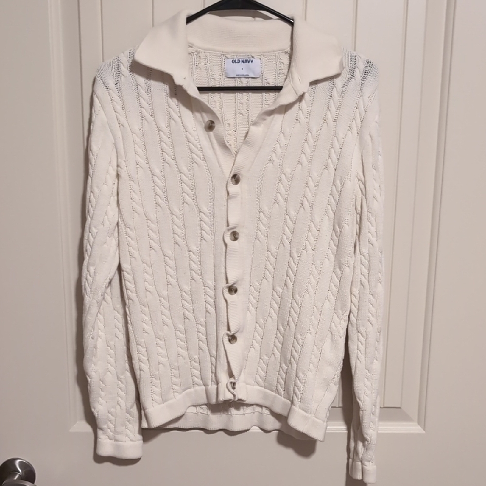 Old Navy Women's Light Beige Cable Knit Cardigan